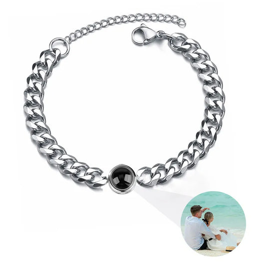 Custom Projection Photo Bracelet – Cuban Chain